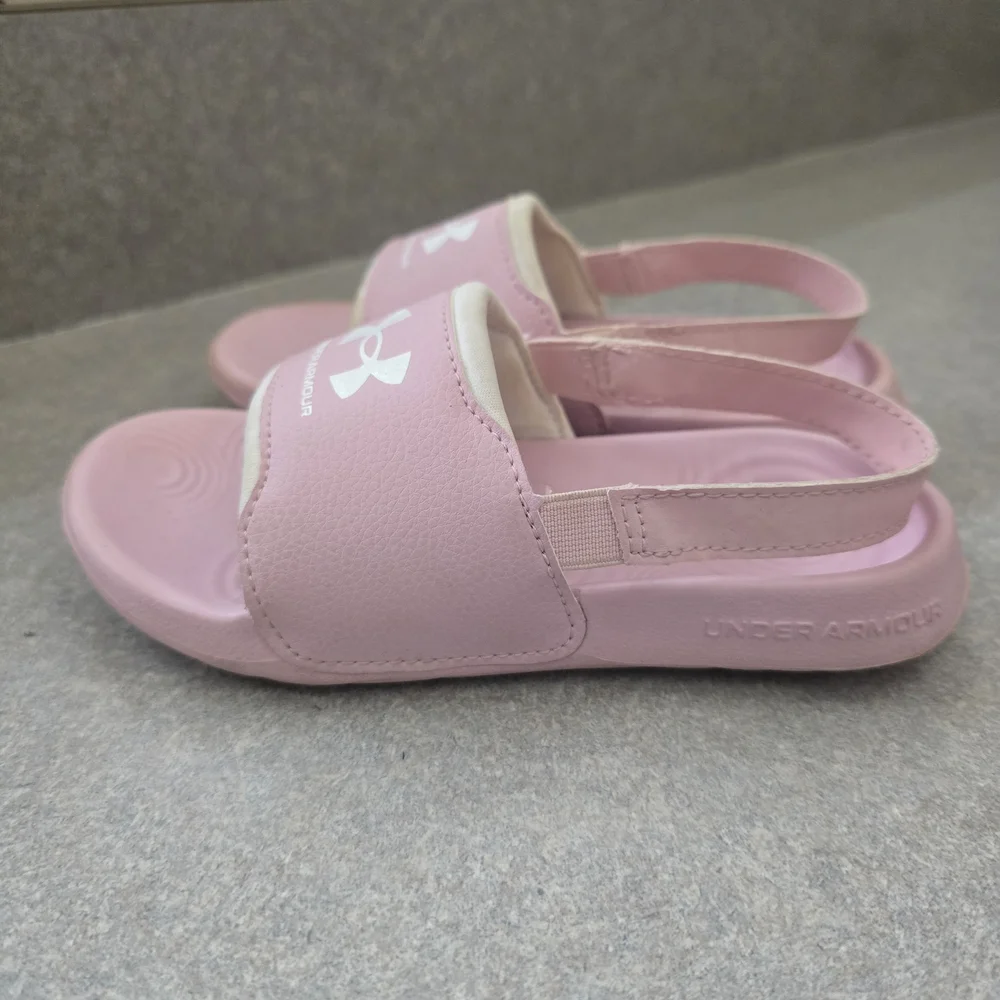 Under Armour Girl's Pink Slide Sandals With Back Strap Size 11K